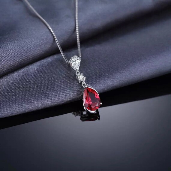 Lab Created Ruby Necklace Ruby | Etsy