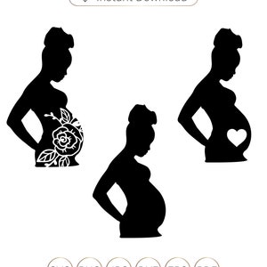 Pregnant Woman Flowers SVG file,Black Pregnant Woman SVG,Silhouette Black Pregnant Woman, floral pregnant,flower pregnant,Pregnancy SVG.