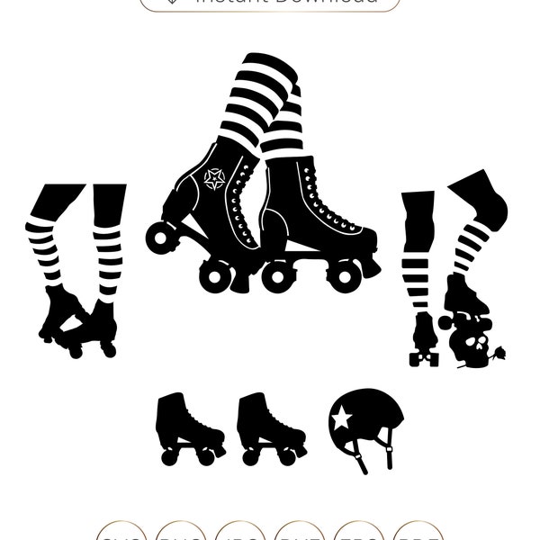 Roller Derby SVG,Roller Derby Skates With Tall Striped Socks Silhouette,Roller Derby Girls Svg, Roller Skating Svg,Roller Skater Svg,Skating