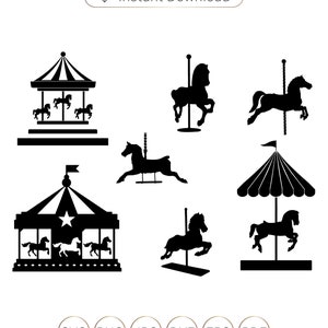 Arquivo SVG de cavalo carrossel, silhueta de cavalo carrossel SVG, carrossel svg, arquivo de corte de cavalo carrossel, clipart de carrossel, dxf, png, berçário SVG.