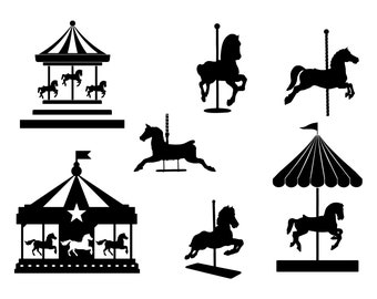 Carousel Horse SVG, Silhouette Cut File, Clipart (Digital Download)