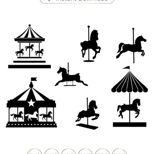 Carousel Horse SVG File,Carousel Horse Silhouette SVG,Carousel svg,Carousel Horse Cut File,Carousel clipart,dxf,png,Baby Nursery SVG.