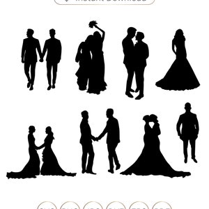 Same Sex Marriage Silhouettes vector bestand, Lesbisch paar SVG, Lesbisch paar Silhouet, Homo paar Silhouet, Paar Svg, Homoseksueel Svg,