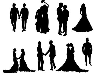 Gleichgeschlechtliche Hochzeit Silhouetten, Lesben & Schwules Paar SVG (Digital Download)