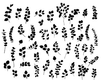 Eukalyptus Blatt SVG Clipart, Zweige Silhouette (digitaler Download)