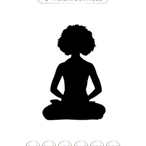 Afro Yoga SVG, Afro Svg, Yoga Svg, Méditation Lotus Pose Svg, Zen Svg, Yoga Lotus Svg, Mois de l’histoire des Noirs svg Fichier coupé