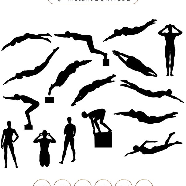 Swimmer SVG, Female Swimmer SVG, Swimming SVG, Female Swimmers Silhouettes, Swimmer Silhouettes, Swim Svg, Swimming Mom, Swimming Png, Swim