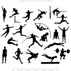 Atletiek SVG, vrouwelijke atletiek silhouet, sport clipart, atletiek silhouet SVG, vrouwelijke sporten, hardlopen SVG, vrouwelijke atleten