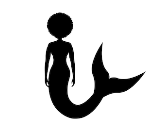 Black Mermaid SVG, Afro Woman Clipart, Glamour Female (Digital Download)