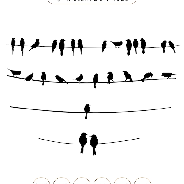 Birds SVG, Birds on Wires Svg, Birds on Branches Svg, Bird silhouette,Birds and branch,Flock of Birds SVG,Silhouette of birds SVG, Wire Svg.