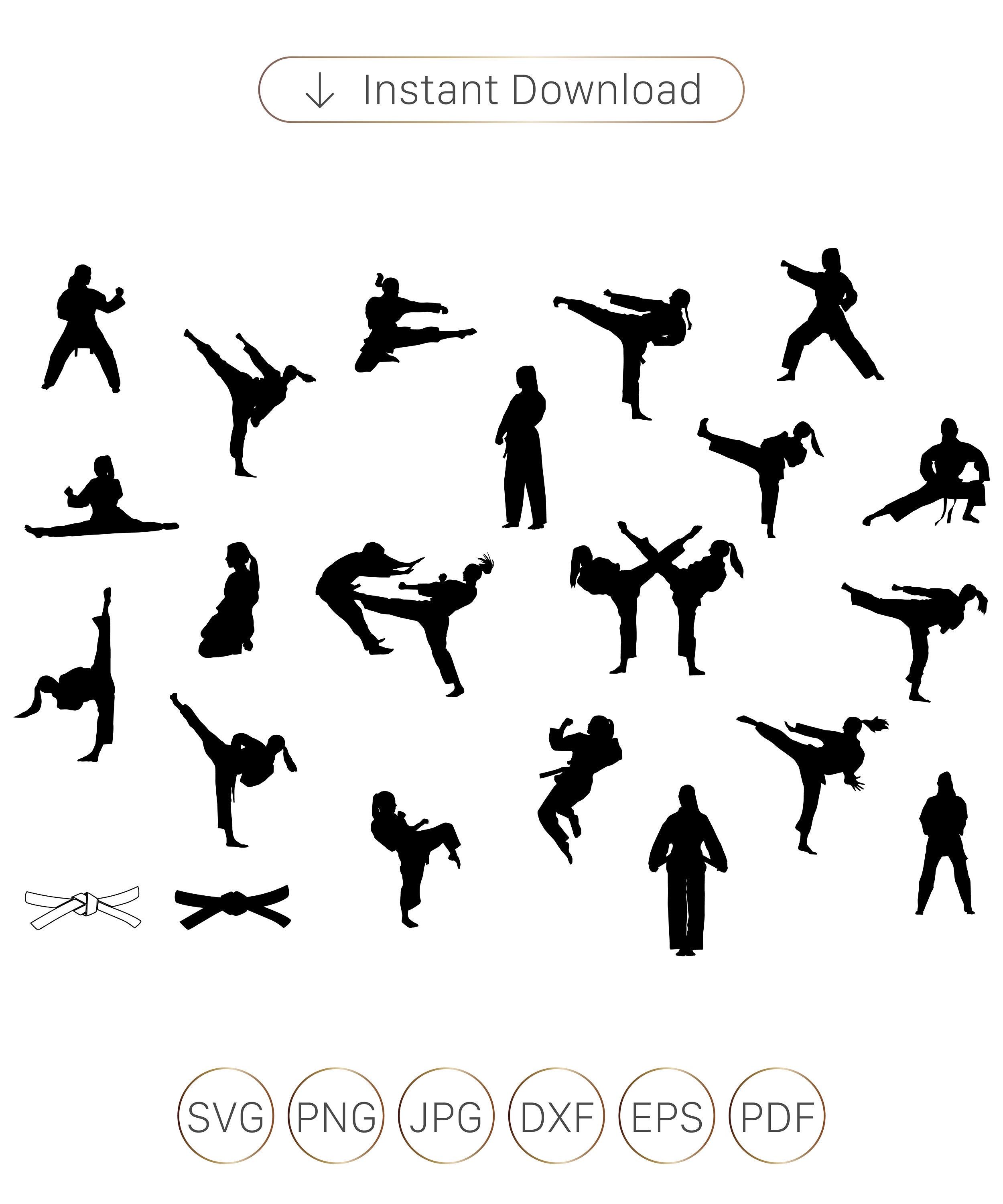 Karate Girl SVG Karate Girl Silhouette Taekwondo Girl Etsy