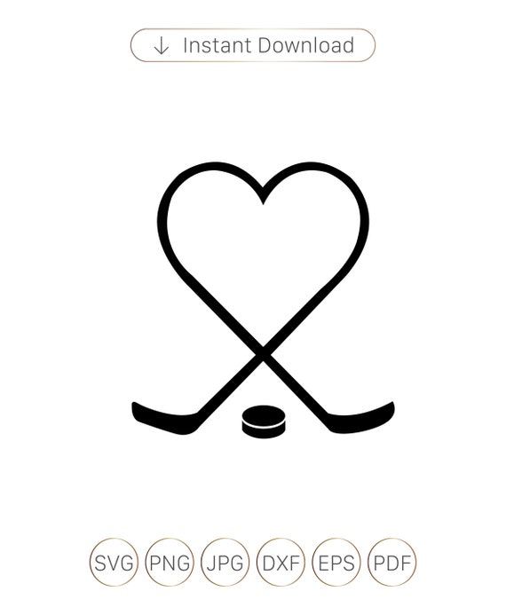 Hockey Valentineshockey Heart SVG Png dxf Eps Ai fcm Etsy