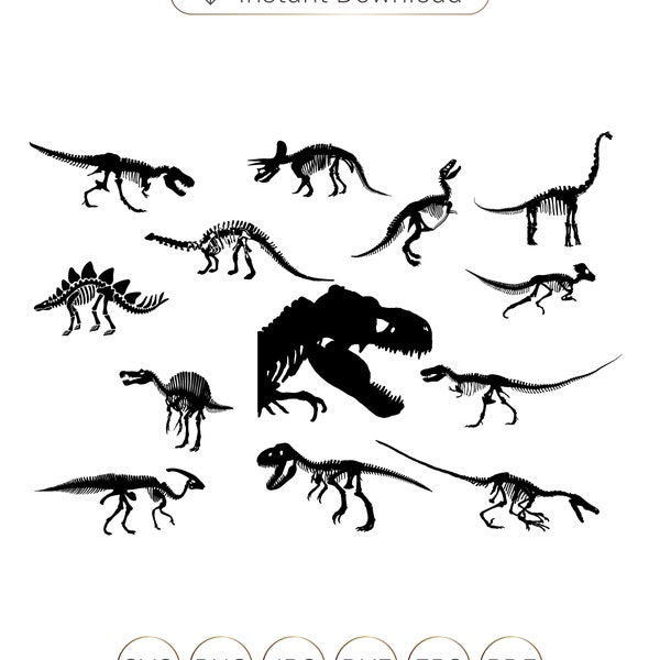 Dinosaur SVG, Dinosaur Skeletten SVG, Dinosaur bone svg, Dinosaur silhouetten Template, Dinosaur cricut, Dinosaur bones clipart, png, eps, pdf, dxf.