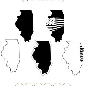 Illinois SVG, Illinois State SVG, Illinois Silhouette, Illinois State Silhouette, Illinois Outline svg, Illinois  Vector, Illinois Flag SVG
