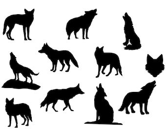 Coyote SVG, Coyote Silhouettes, Coyote dxf, Coyote Vector Svg, Coyote eps png, Prairie wolf, Coyote Clip Art, Coyote Cricut, Howling svg dxf