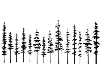Silueta de pino (svg, png, jpg, dxf, eps, pdf) (Descarga digital)