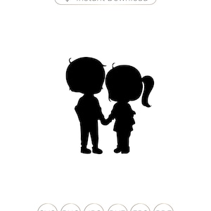 Jongen en meisje silhouet, Jongen en meisje SVG, Jongen en meisje PNG, Jongen en meisje Cricut, Leuk paar SVG, Jongen en meisje Vector, Jongen en meisje Cutfile