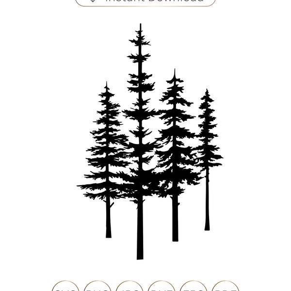 Silhouette d’arbre Svg,Pin svg,Silhouette de pin,Arbre à feuilles persistantes svg,Arbre à pins Cricut,Clipart de pin,Fichier de pin.