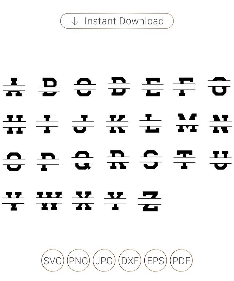 Split Monogram Alphabet SVG, Split Monogram SVG,PNG, Monogram Letters ...