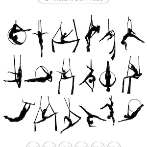 Aerialist SVG voor Cricut, Acrobat SVG, Aerial Acrobat svg, Aerialist clipart, Aerial Silks, Acrobat clipart, Aerialist cutfile, Acrobat silhouet