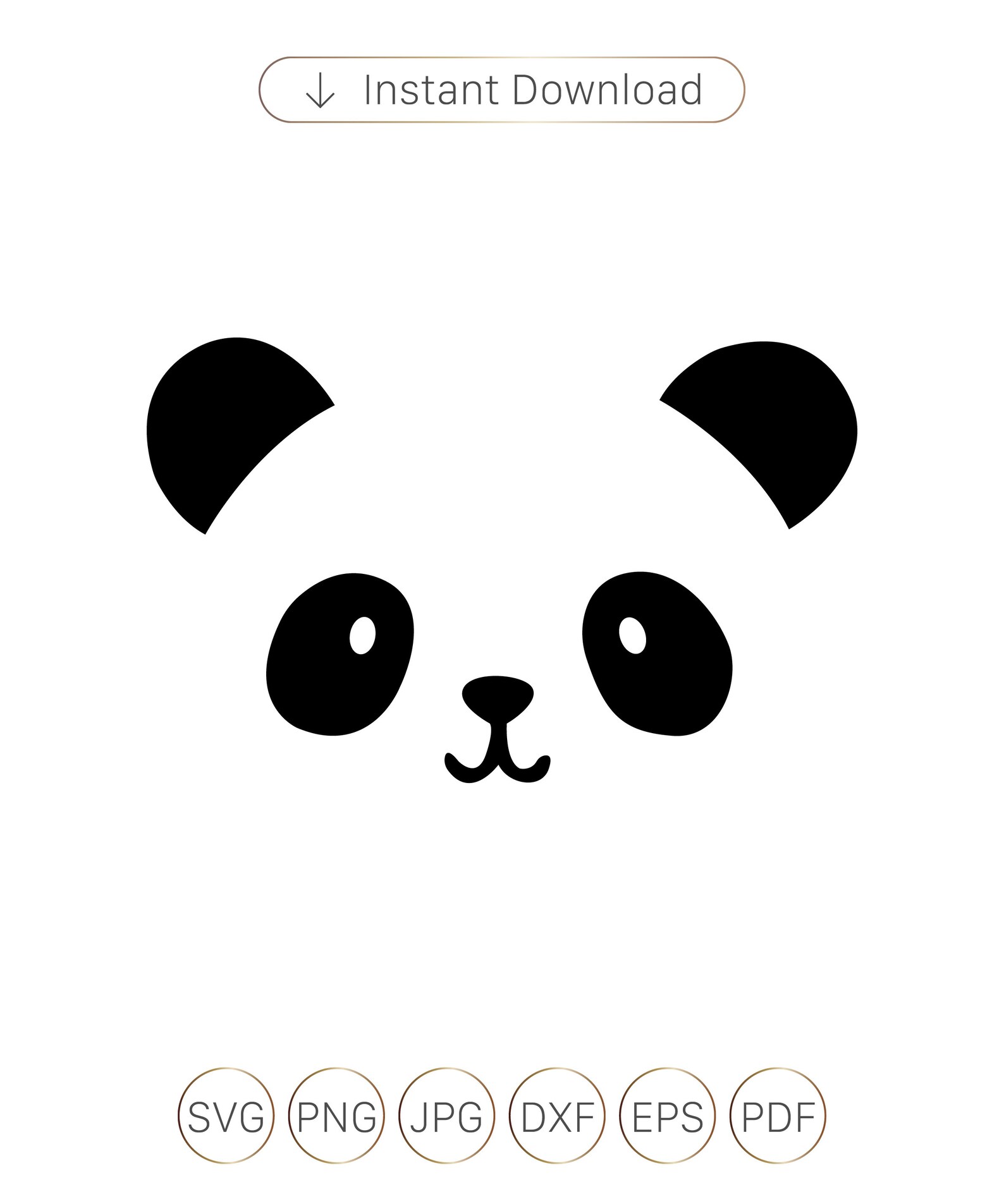 Panda Outline Svgpanda Face SVG DXF Cuttable Cute Plain Etsy Canada