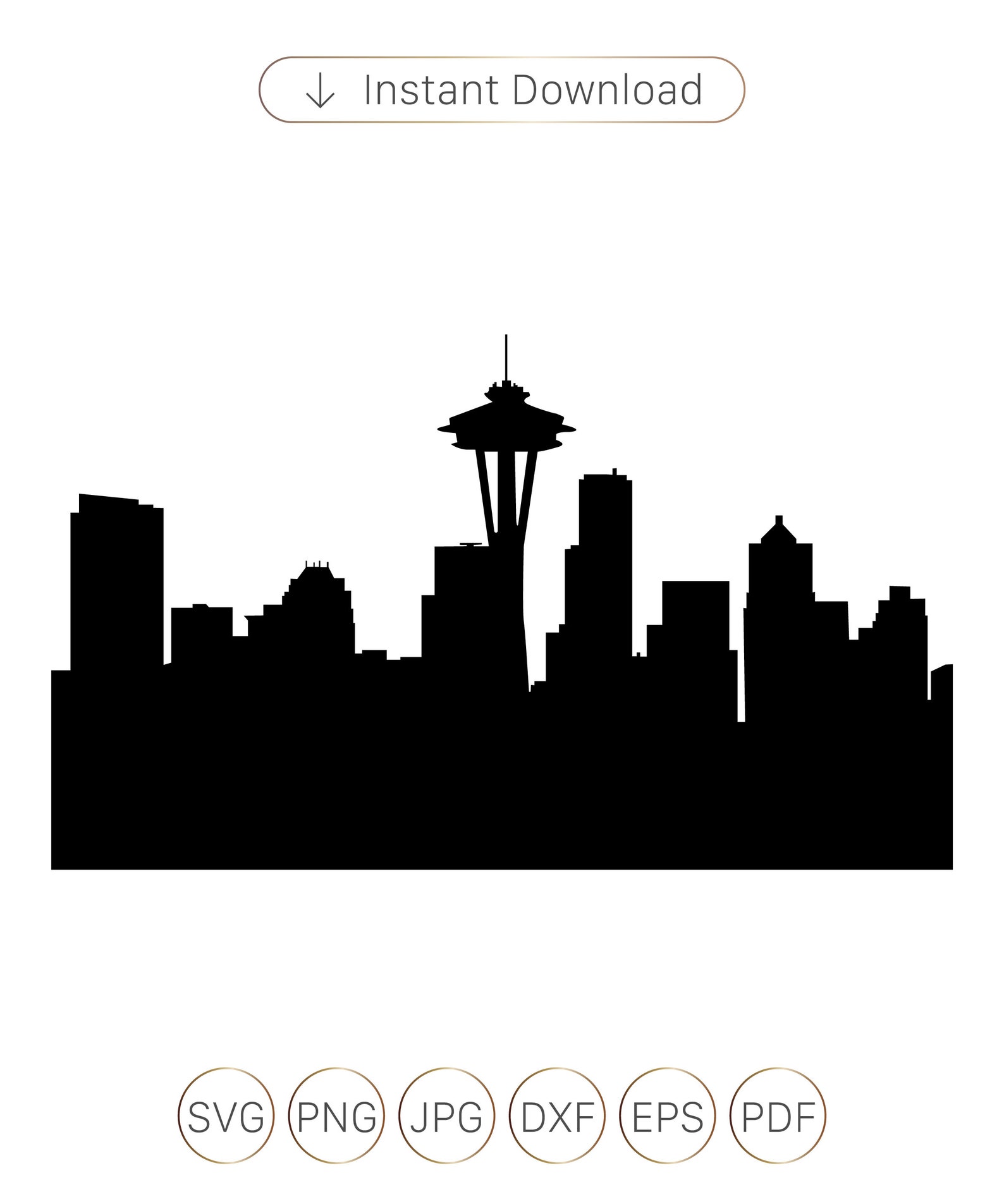 Seattle Skyline Silhouette SVG, Cricut Clipart (digital Download) - Etsy