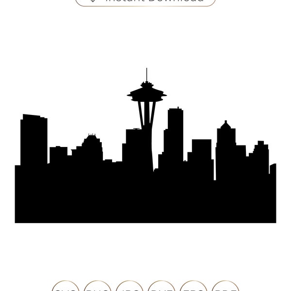 Seattle Skyline SVG,Seattle Skyline silhouette,Seattle svg,Skyline svg,Seattle Skyline cricut,Seattle Skyline clipart.