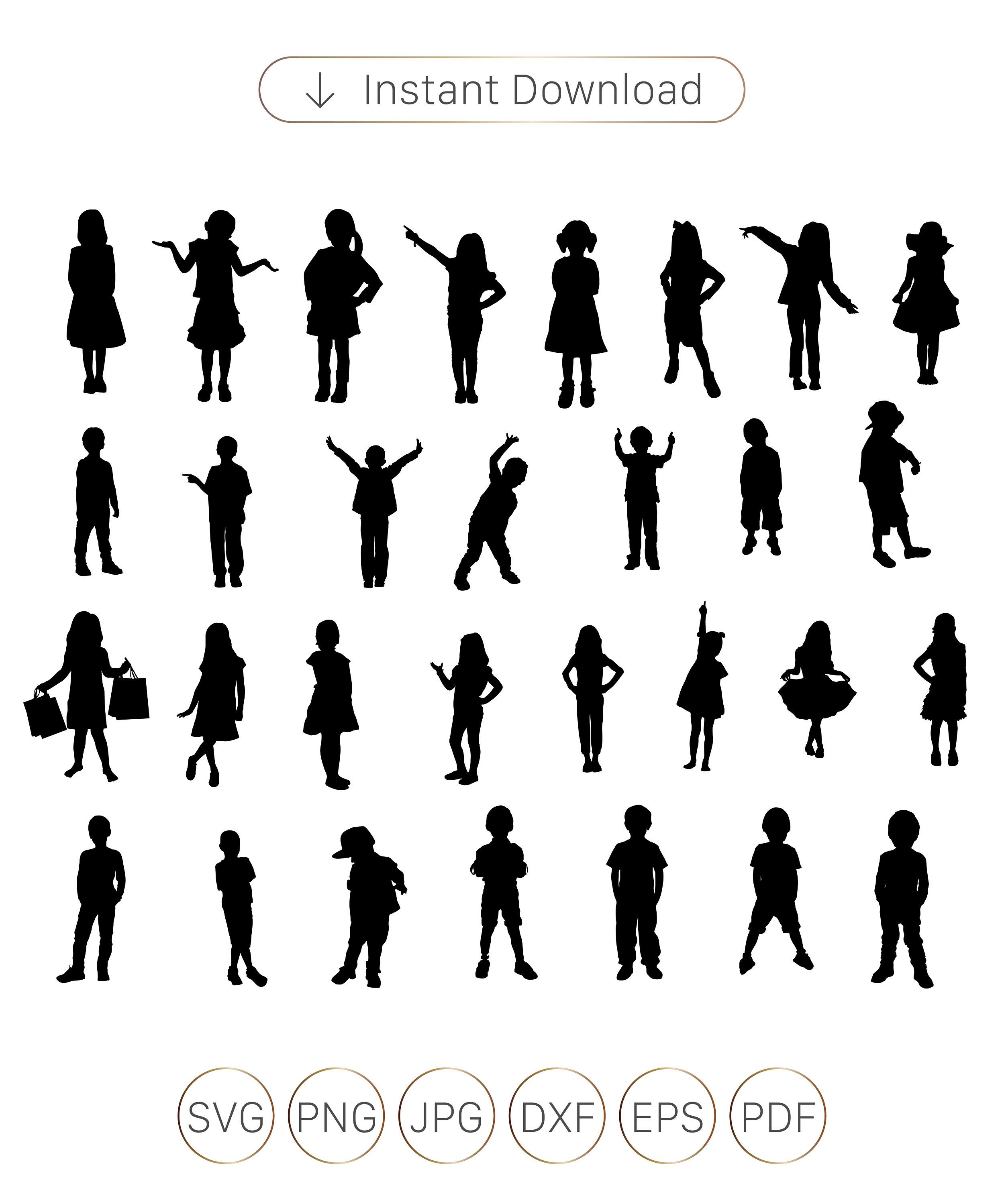 Kids Silhouettes Clipart