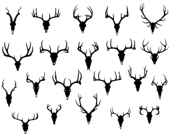 Deer Skull Antler SVG Bundle, Hunting Clipart (Digital Download)