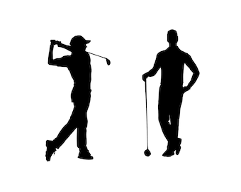 Siluetas de golf en formato SVG, imágenes prediseñadas de golfistas (descarga digital)