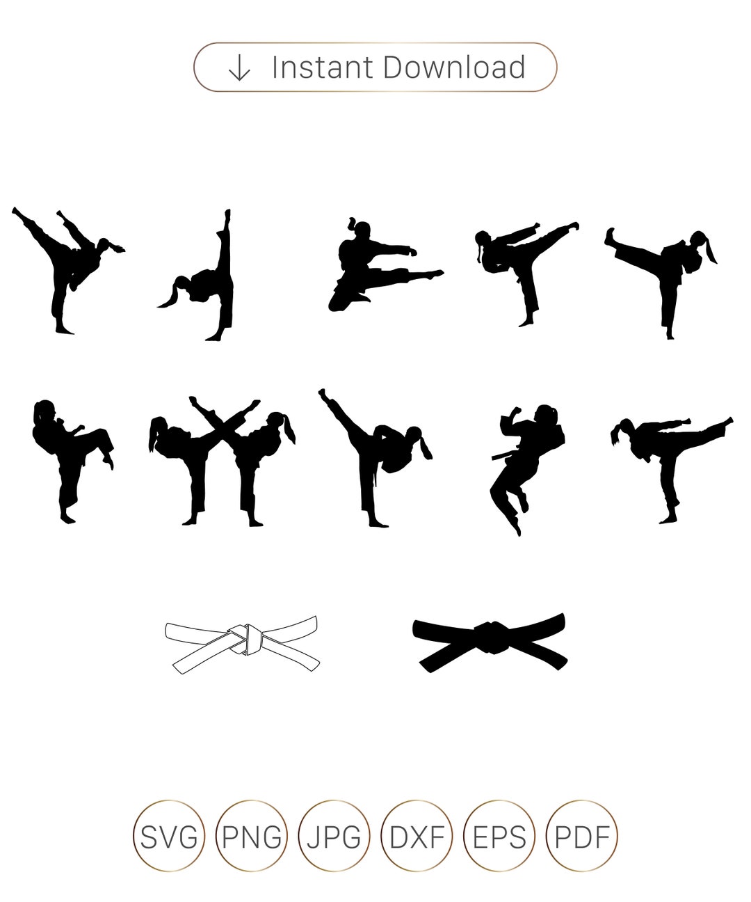 Karate Girl SVG, Karate Girl Silhouette, Taekwondo Girl, Karate Girl