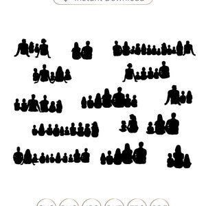 Familie Silhouet SVG, Familie svg, Silhouet famille, Familie Zittende Rug silhouetten, Familie cricut, Familie clipart, Familie cutfile.