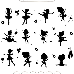 Ballerina SVG,Ballerina Silhouettes svg,Ballerina dxf Files Little Girl Ballet Dancer Silhouette svg Ballerina Kid Silhouette svg