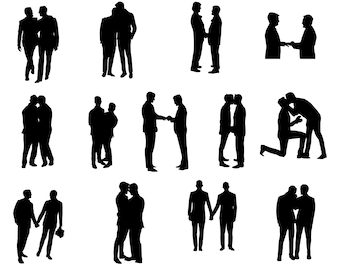 Same Sex Hochzeit Silhouette Vektor Kunst (digitaler Download)
