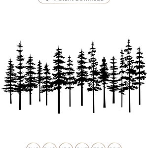 Tree Silhouette Svg, Pine tree svg, Pine tree silhouette, Evergreen tree svg, Pine tree Cricut, Pine tree clipart, Pine tree cutfile.