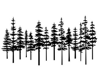 Silueta de pino en formato SVG, imágenes prediseñadas de bosque perenne (descarga digital)
