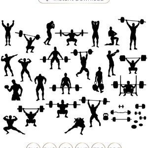 Gewichtheber Silhouetten, Gewichtheber Silhouetten, Gewichtheber SVG, Gewichtheber Silhouetten, Bodybuilder Silhouetten, Bodybuilder SVG, Gym