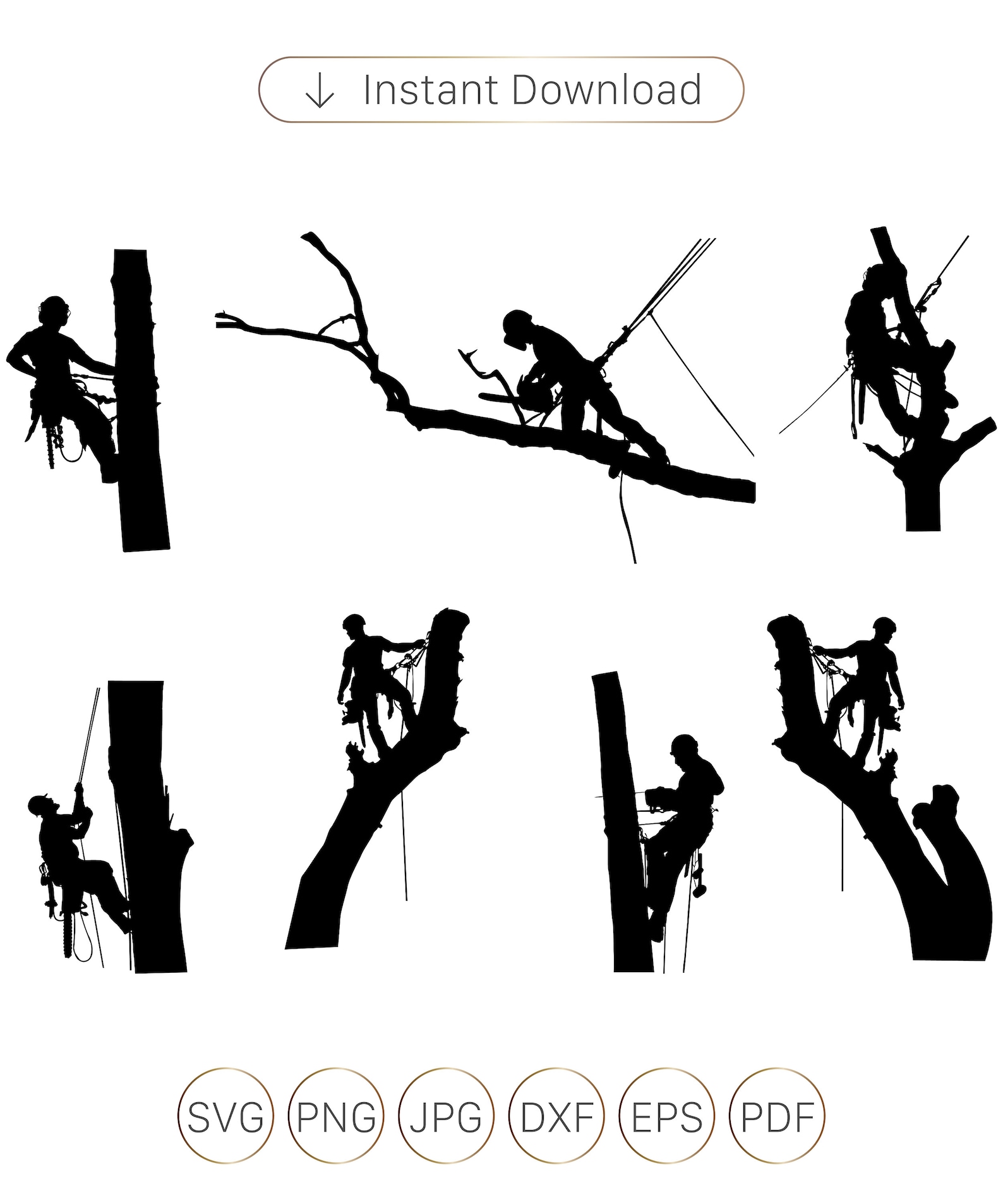 Tree Trimmer Vector Tree Service Silhouette SVG, Arborist Tree Climbing (digital Download ...