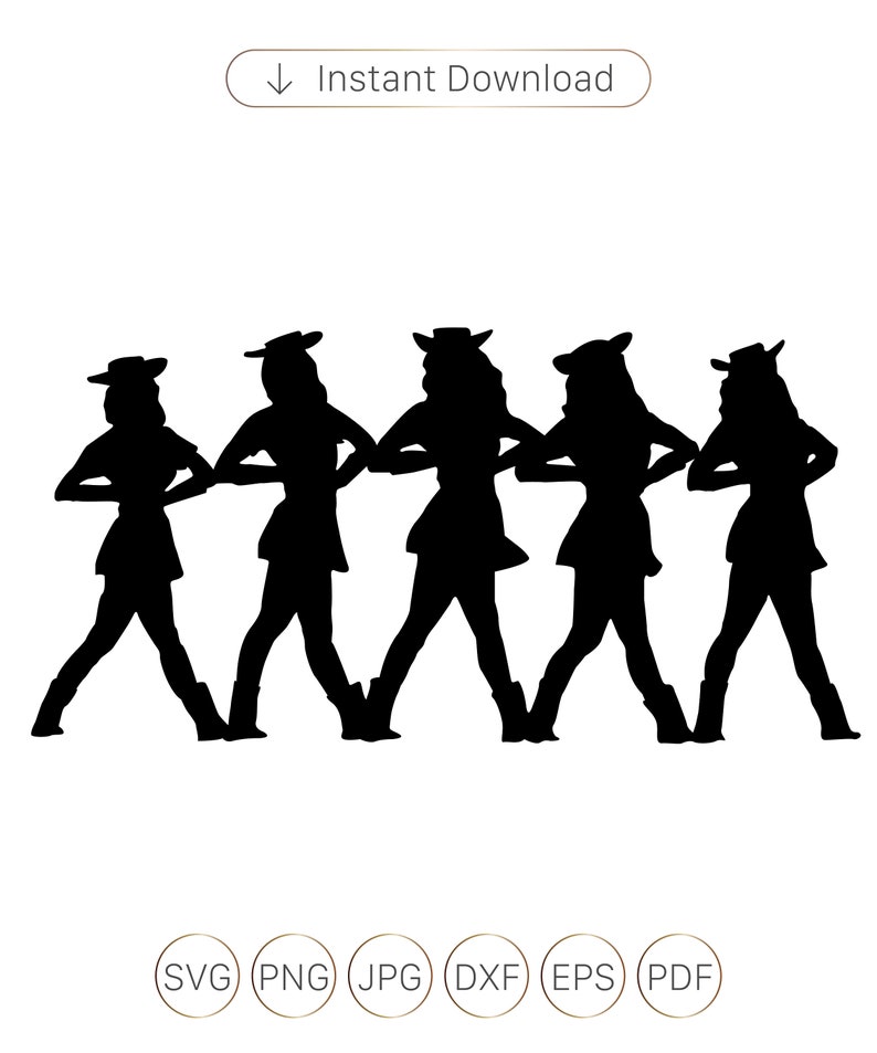 Drill Dance Team Silhouettes Svgpngepsdxf Drill Dance Team Etsy