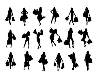 Shopping Women Silhouette SVG, Cricut Clip Art (Digital Download)