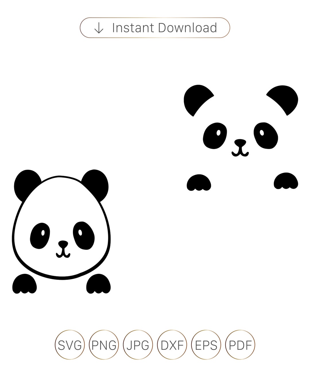 Panda Outline Svg,panda Face SVG DXF Cuttable Cute Plain Simple Panda ...