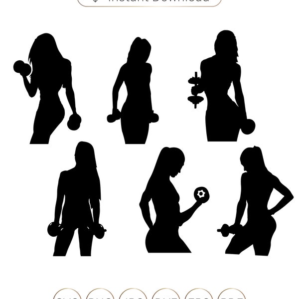 Gym Woman Silhouette SVG, Fitness, Crossfit, Workout Svg, Barbell Svg,Gym Svg, Gym Shirt Svg,Gym Girl Svg Cut File Silhouette,Girl Power SVG