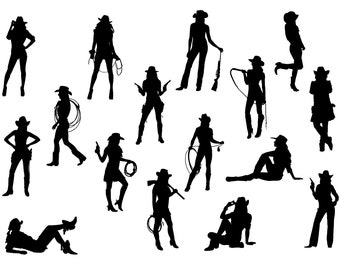 Cowgirl Silhouette Vector Art, Western Clip Art (svg, png, jpg, dxf, eps, pdf)