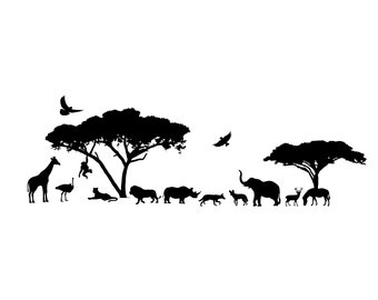 Safari Animals Silhouette SVG, Africa Clipart (Digital Download)