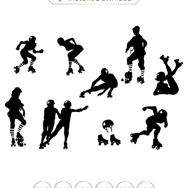 Roller Derby SVG, Roller Derby Girls Svg, Roller Skating Svg, Roller Blades Svg, Roller Skater Svg, Skater, Eps, Dxf, Png, Cut file.