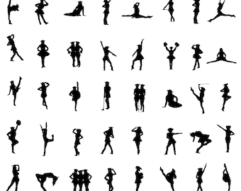 Drill Dance Team Silhouettes svg,png,eps,dxf, Drill Dance Team SVG, Drill Team SVG, Drill Dance SVG, Drill Dance kickline, Drill Dance Team