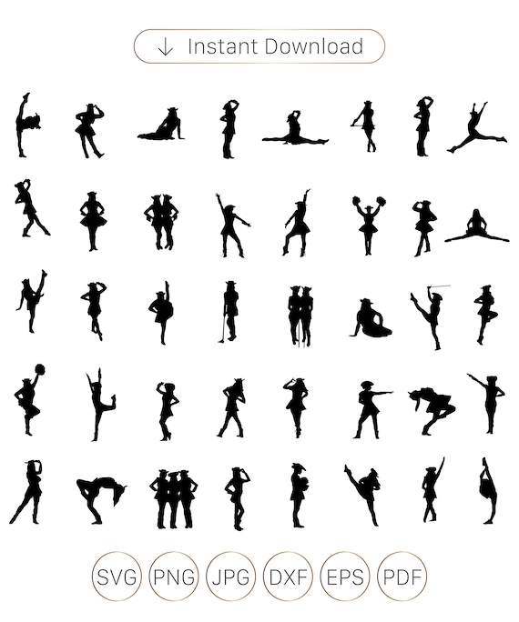 Drill Dance Team Silhouettes Svgpngepsdxf Drill Dance Team Etsy