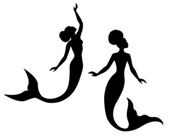 Afro Mermaid SVG, Black Woman Clipart, Glamour Female (Digital Download)