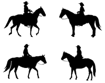 Horse & Cowgirl Silhouette SVG File, Vector Art (Digital Download)