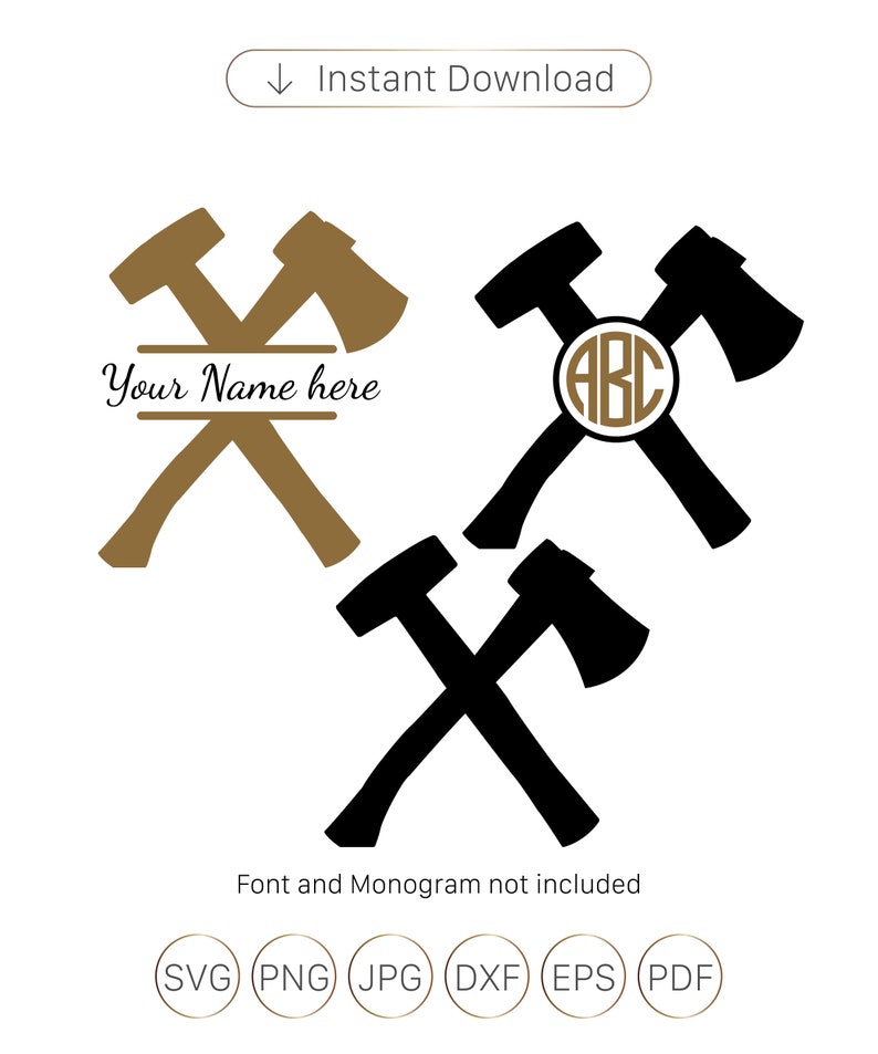 Axe and Hammer Tool Svg Axe and Hammer Monogramfile Cutting Etsy